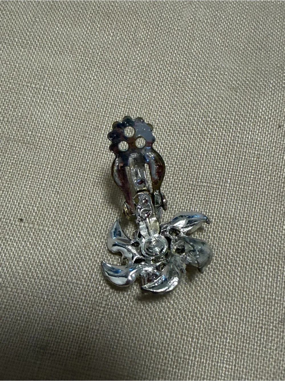 Vintage 1950s Blue Rhinestone Floral Dress Clip Collar Accessory